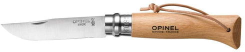Opinel N°08 不鏽鋼木柄摺刀 連皮繩